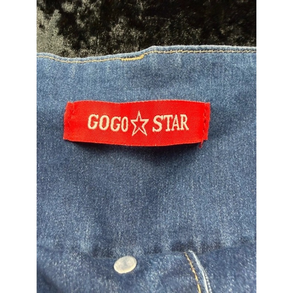 GOGO Star Juniors 13 Denim Shorts Blue High Rise Button Fly Stretch Faded - Picture 3 of 8